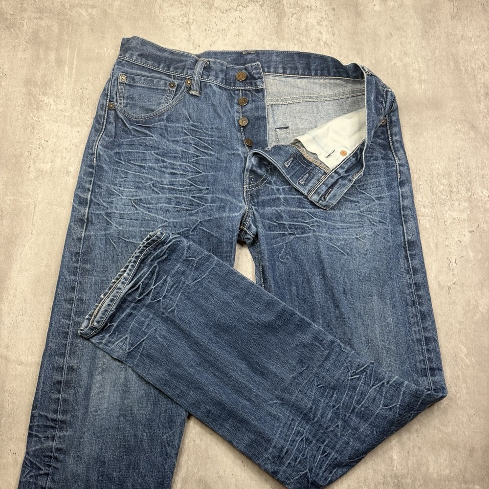 Levis 501 Original Fit Mens Jeans 32x32 Blue Denim Button Fly Honeycomb Fade